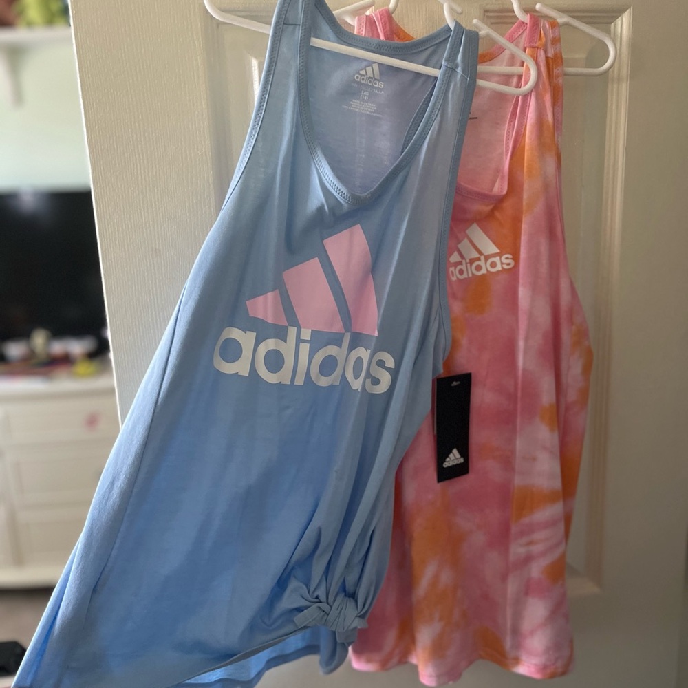 Adidas Blue and Pink Tank Tops